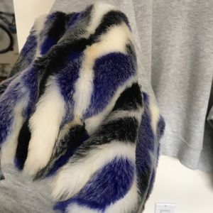 Zara balloon sleeve grey and blue sweater.